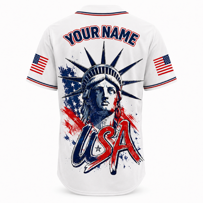 Personalized Liberty Statue Baseball Jersey - Patriotic USA Shirt