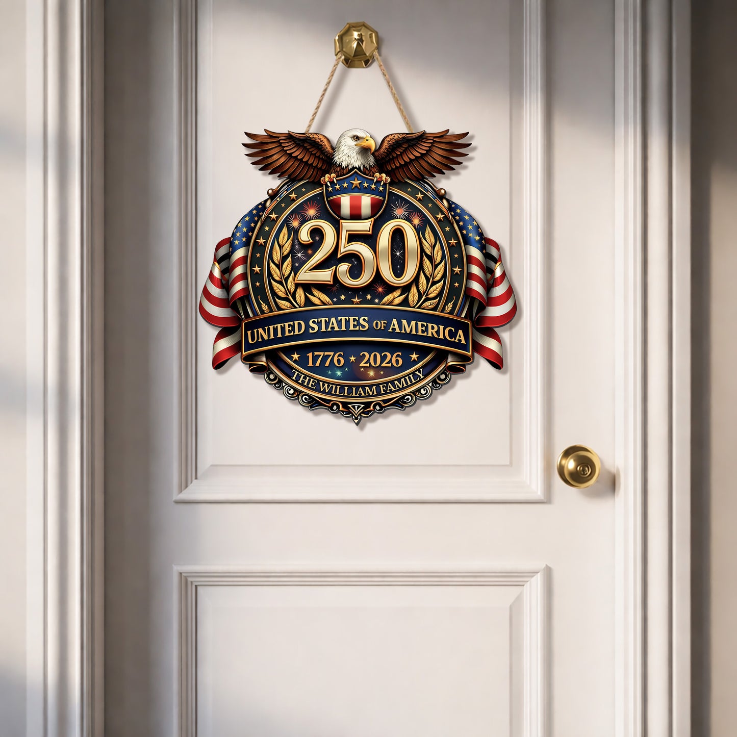Personalized Custom Wood Sign Gift, 250th Anniversary Eagle Family Name Decor