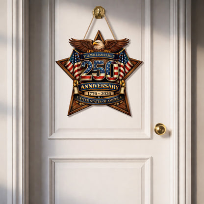 Personalized Custom Wood Sign Gift, 250th Anniversary Eagle Family Name Door Decor