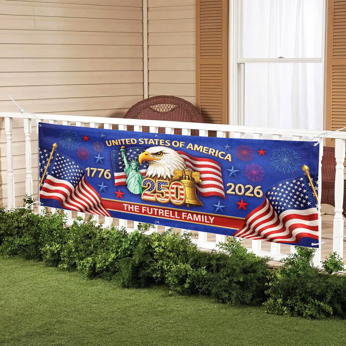 Custom Outdoor Banner – America 250th Anniversary Personalized Family Gifts