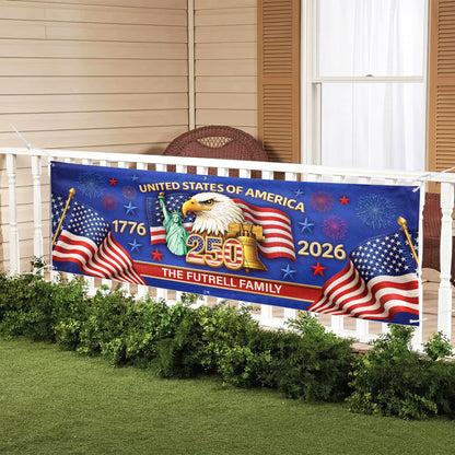 Custom Outdoor Banner – America 250th Anniversary Personalized Family Gifts