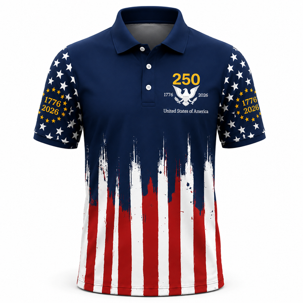 Patriotic USA 250th Anniversary 1776-2026 Polo Shirt