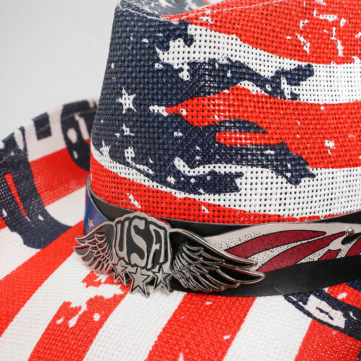 Patriotic Western USA Flag Paper Braid Cowboy Hat - USA 250th Anniversary Fedora Hat