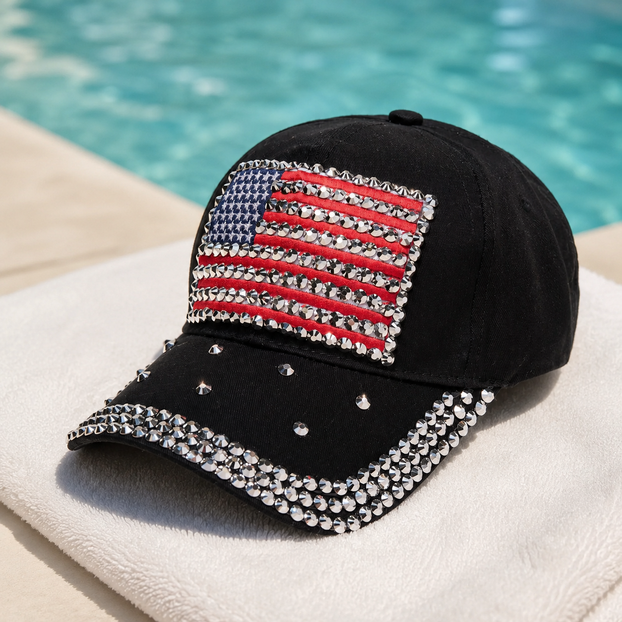 American Flag Rhinestone Bling 250th Anniversary Baseball Cap – Patriotic USA Hat