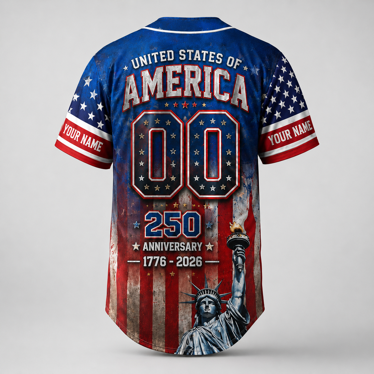 Personalized USA Flag Patriotic - USA 250th Anniversary Baseball Jersey