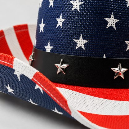 Western America Flag Stars & Stripes Cowboy Hat- USA Patriotic Fedora Hat