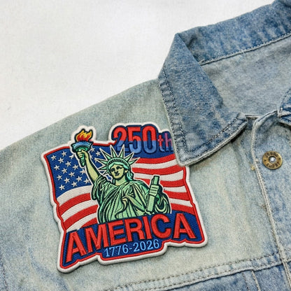America 250th Anniversary Embroidered Patch Statue of Liberty Patriotic USA Flag Patch 1776-2026