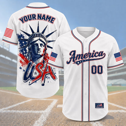 Personalized Liberty Statue Baseball Jersey - Patriotic USA Shirt