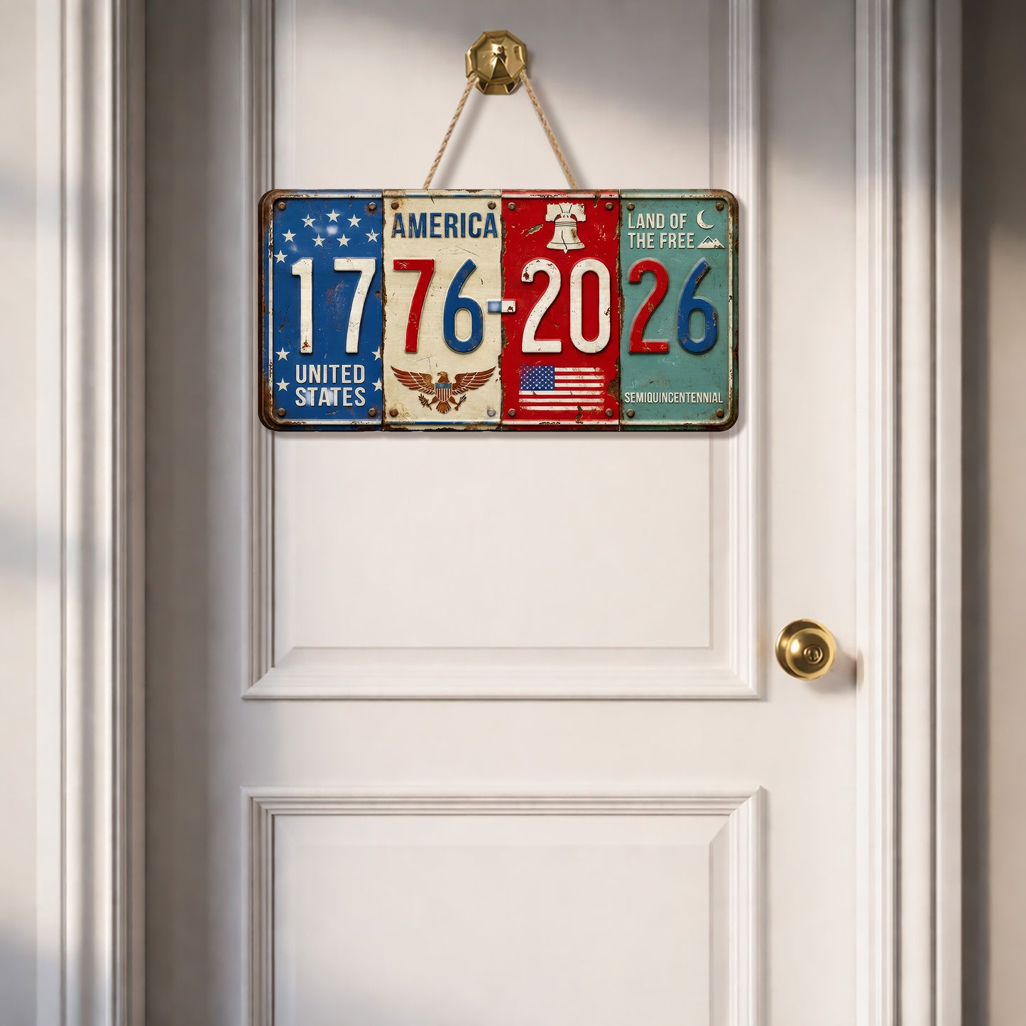 250th Anniversary USA Wood Sign – Rustic American Flag, Eagle, and Liberty Bell, Gift for Patriots