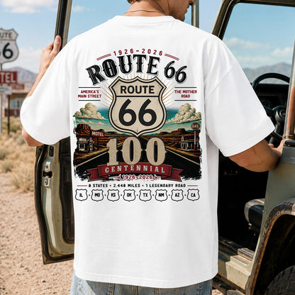 [Two Side] Route 66 Centennial 8 States 2448 Miles Unisex T-Shirt 1926-2026