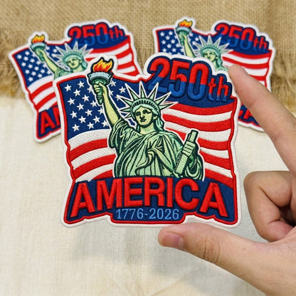 America 250th Anniversary Embroidered Patch Statue of Liberty Patriotic USA Flag Patch 1776-2026