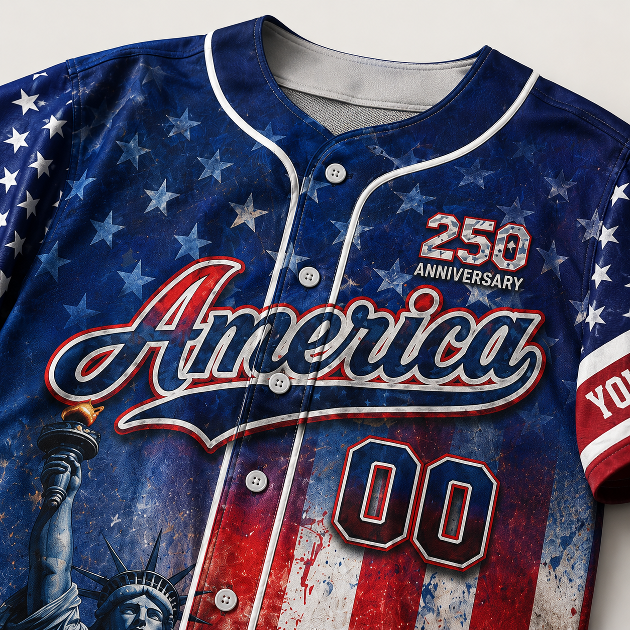 Personalized America Patriotic 250th Anniversary Baseball Jersey Shirt