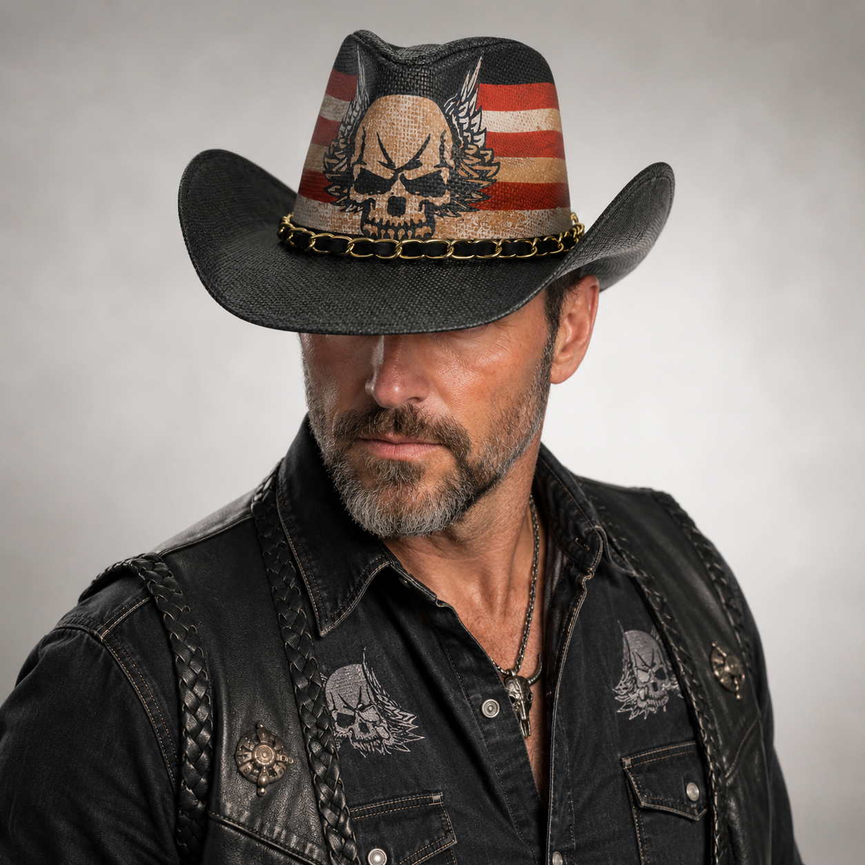 Skull Wing Western Style Unisex Cowboy Hat - USA 250th Anniversary Fedora Hat