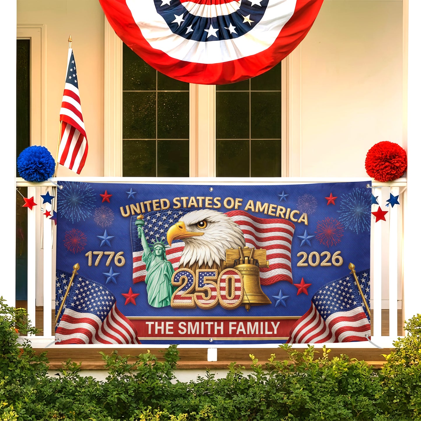 Custom Outdoor Banner – America 250th Anniversary Personalized Family Gifts
