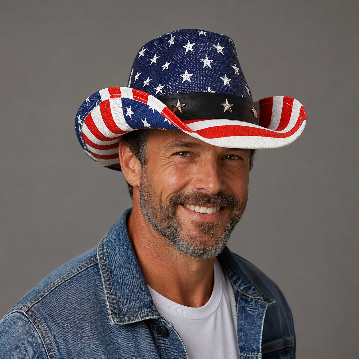 Western America Flag Stars & Stripes Cowboy Hat- USA Patriotic Fedora Hat