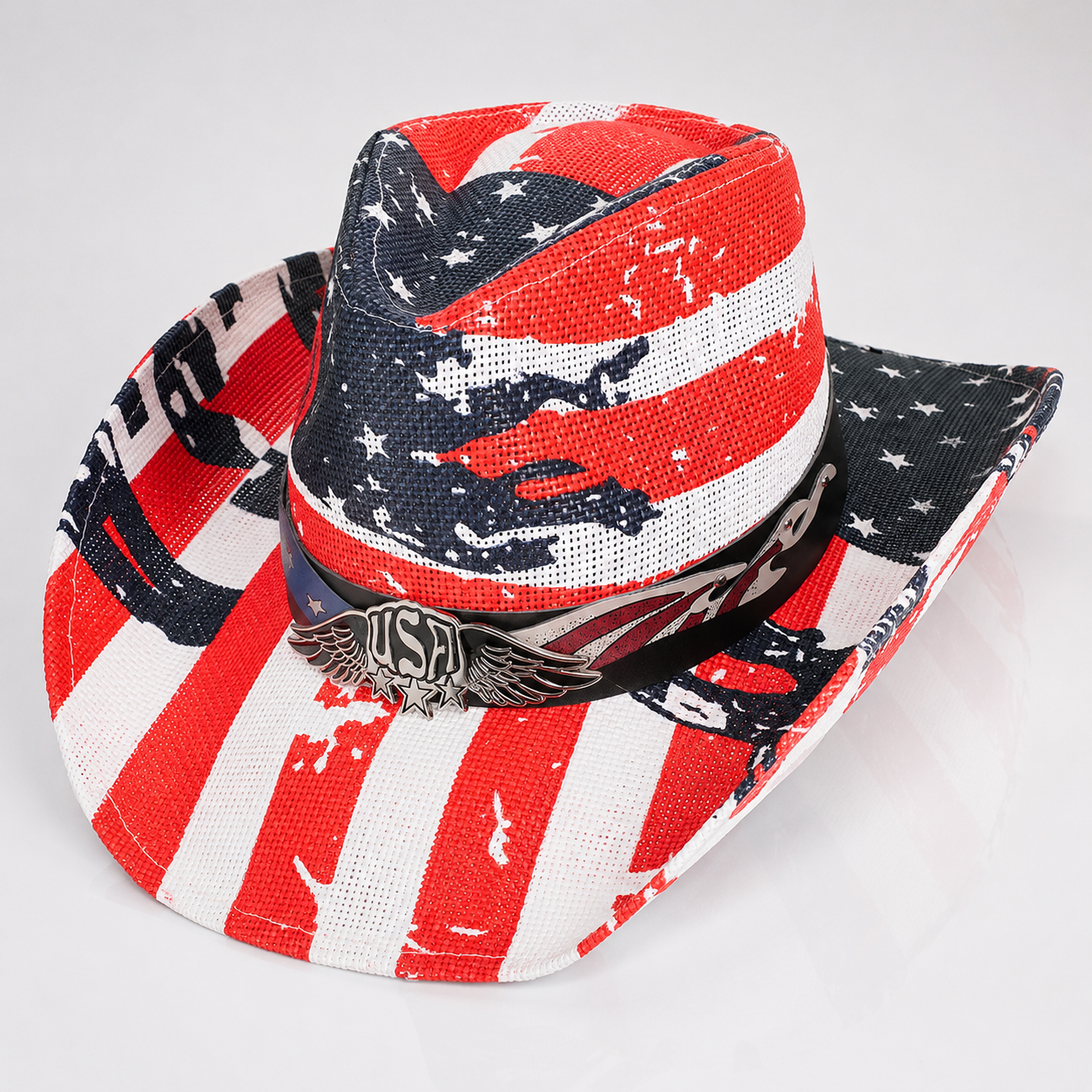 Patriotic Western USA Flag Paper Braid Cowboy Hat - USA 250th Anniversary Fedora Hat