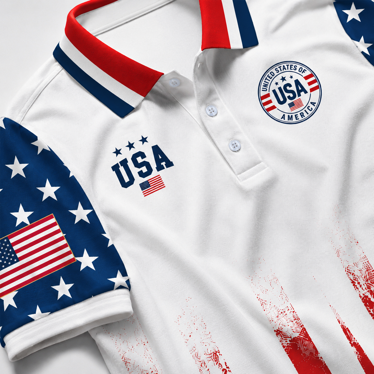 United We Stand America 1776 Polo Shirt - USA Flag Golf Shirt