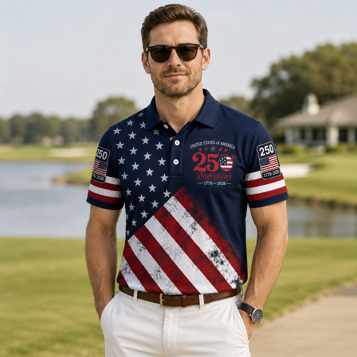 The United We Stand Patriotic Eagle - USA 250th Anniversary Polo Shirt
