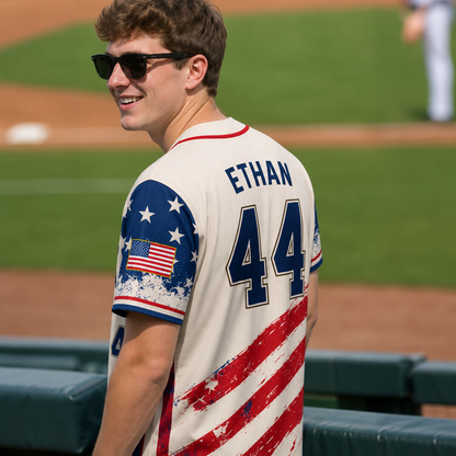 Personalized USA Flag Patriotic - USA 250th Anniversary Baseball Jersey