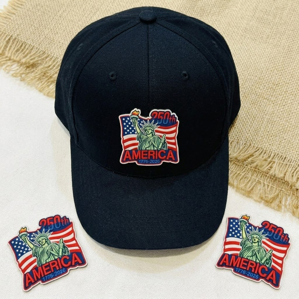 America 250th Anniversary Embroidered Patch Statue of Liberty Patriotic USA Flag Patch 1776-2026