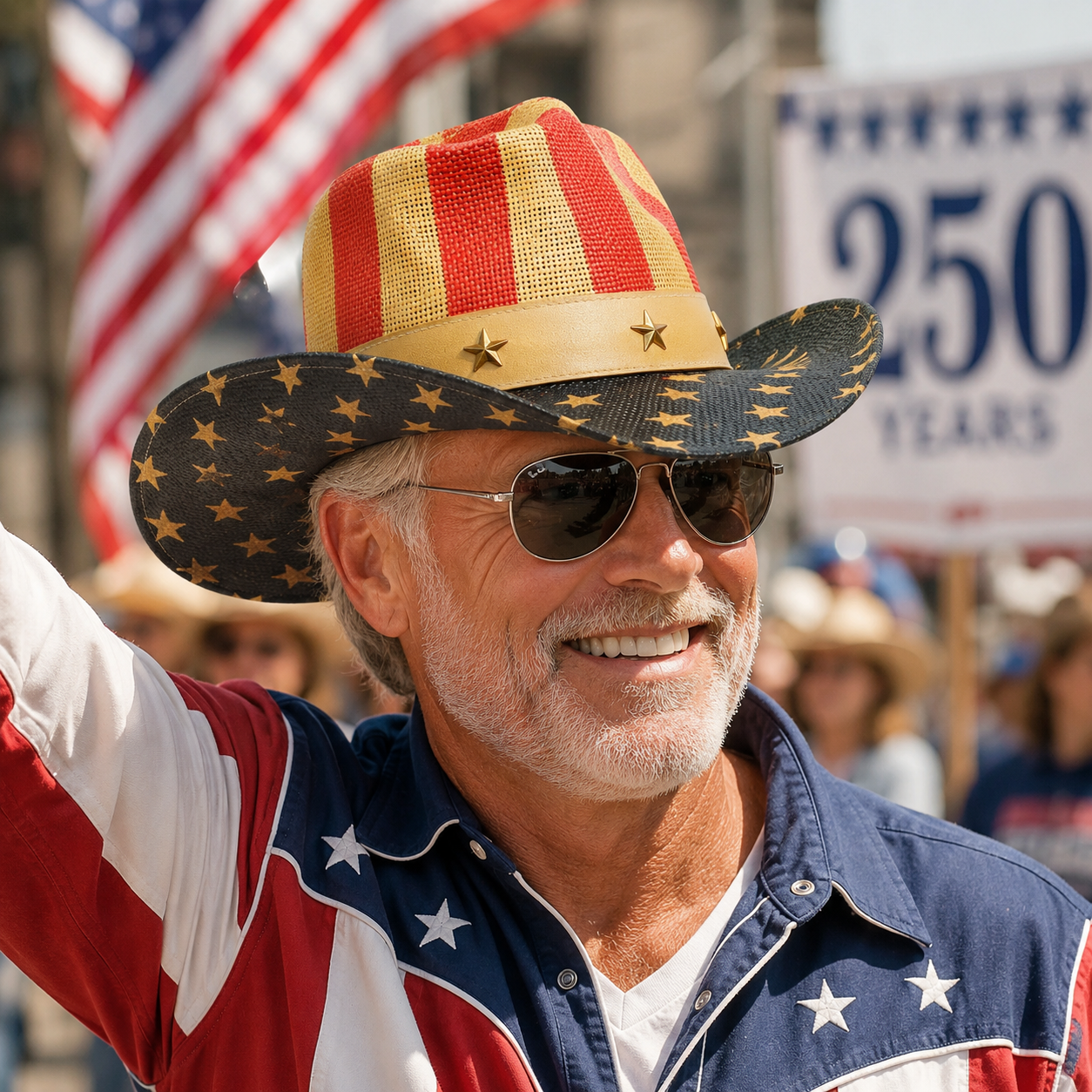 Western America Flag Vintage Cowboy Hat- USA Patriotic Fedora Hat