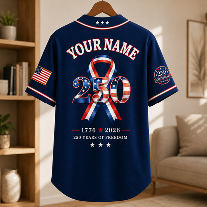 Personalized USA Flag Patriotic - USA 250th Anniversary Baseball Jersey