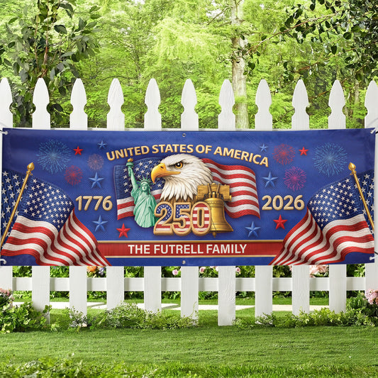 Custom Outdoor Banner – America 250th Anniversary Personalized Family Gifts