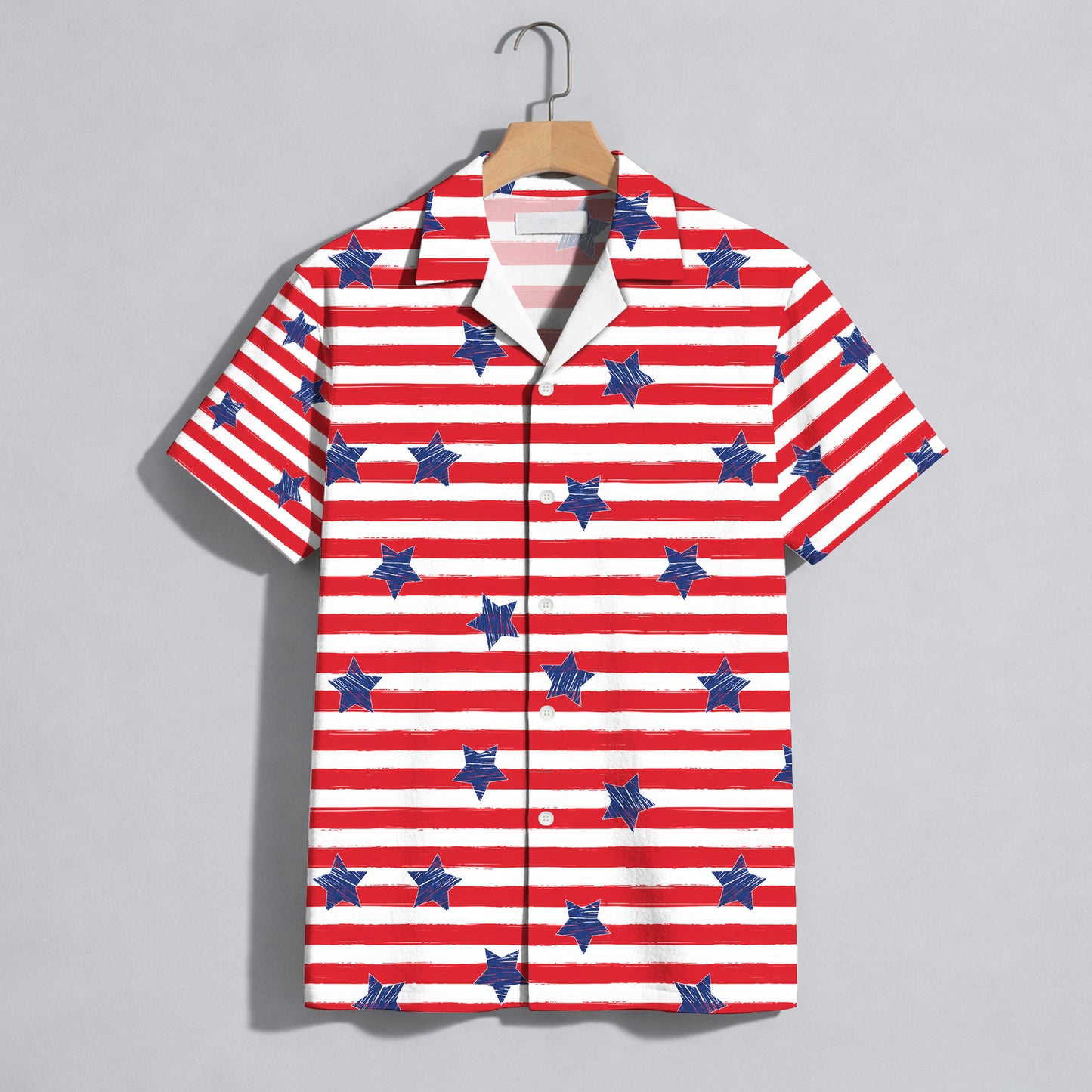 Patriotic American Flag Hawaiian Shirt - Stars & Stripes Aloha Top