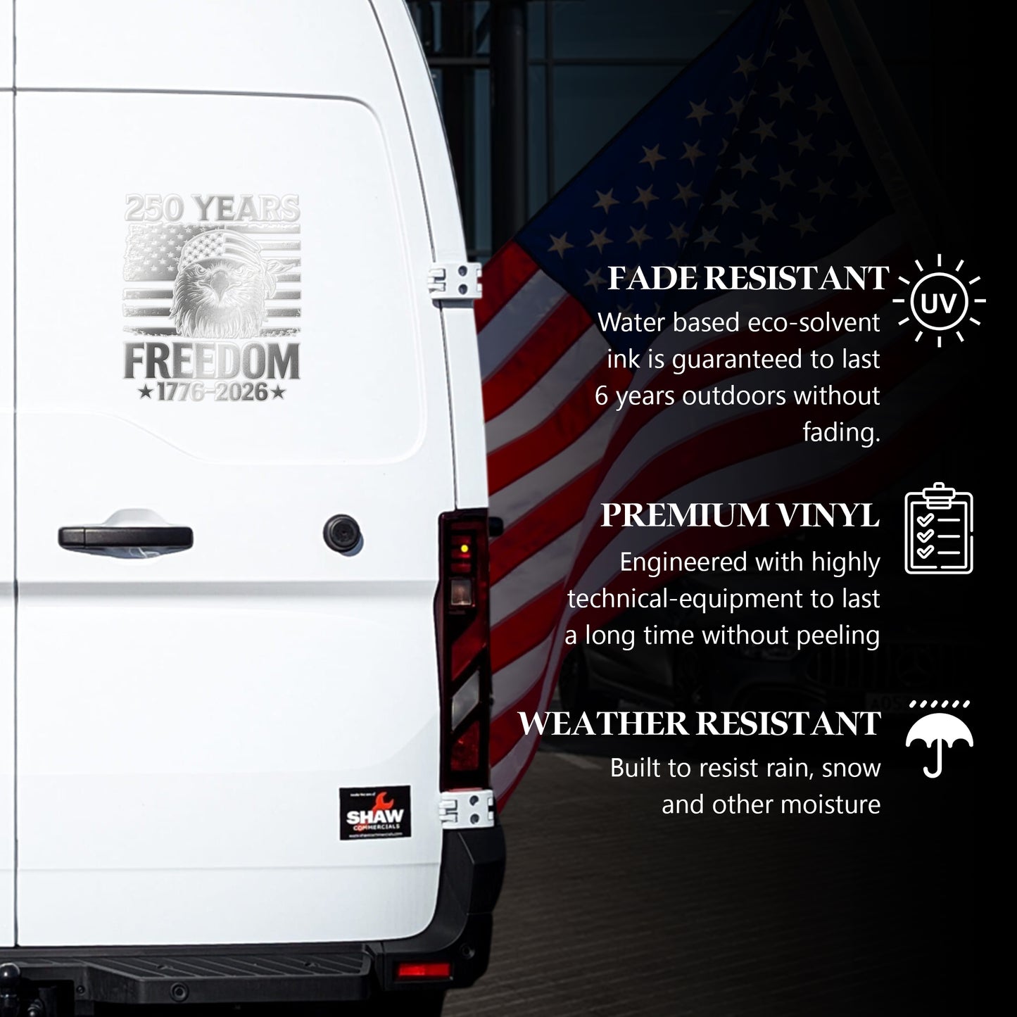 🔥 LIMITED TIME OFFER -  Freedom Eagle Patriotic USA Flag High Quality UV DTF 3D Decal