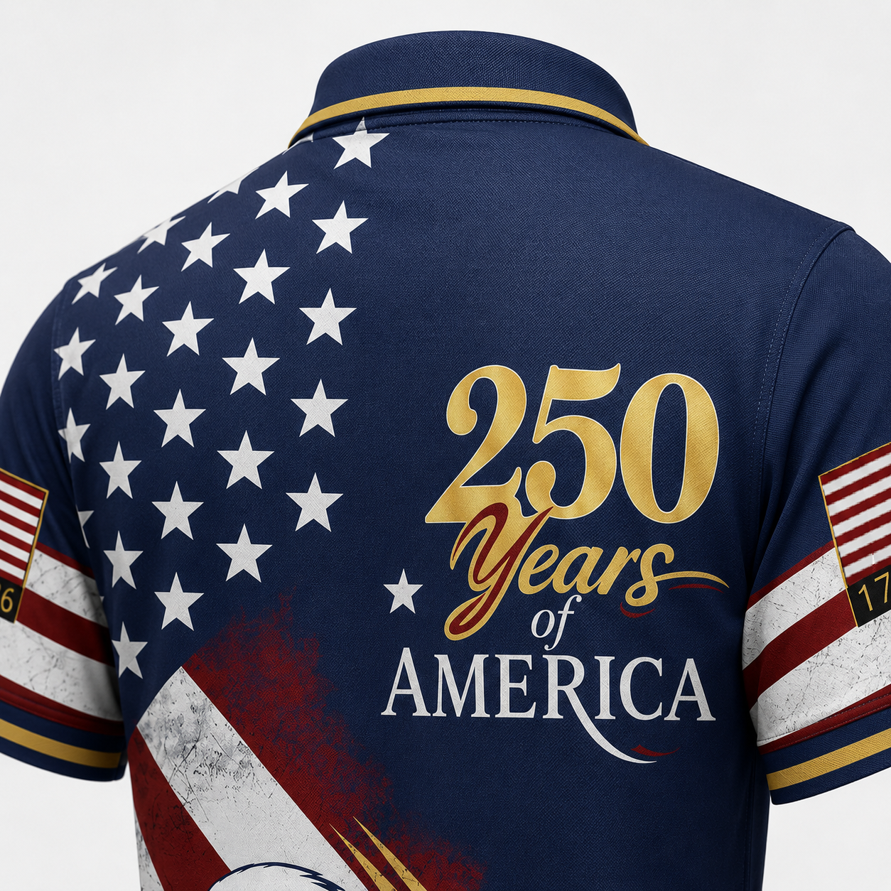 Patriotic USA Polo Shirt, Patriotic American Flag Eagle Golf Shirt