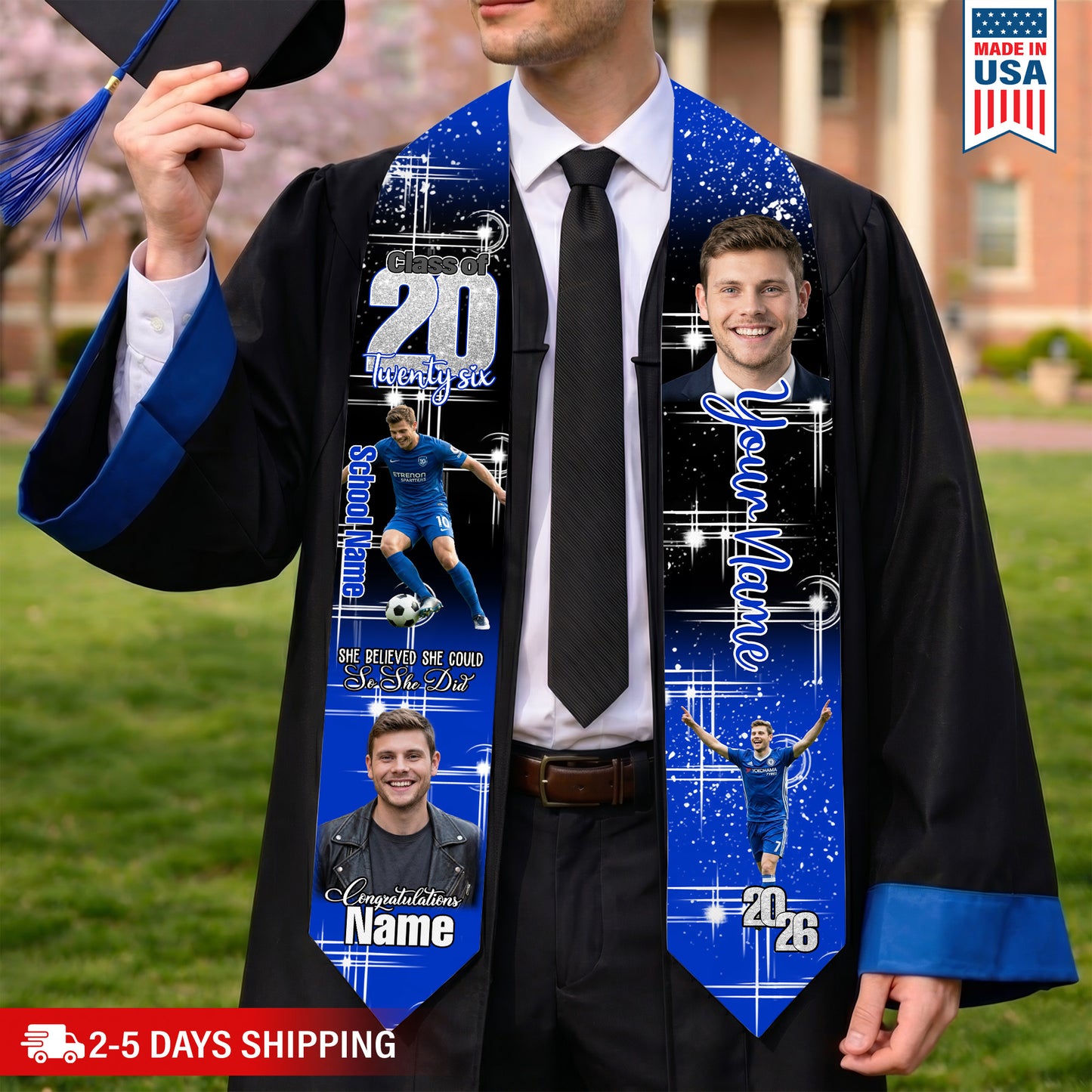 Custom Name & Photo She Believed She Could Graduation Stoles