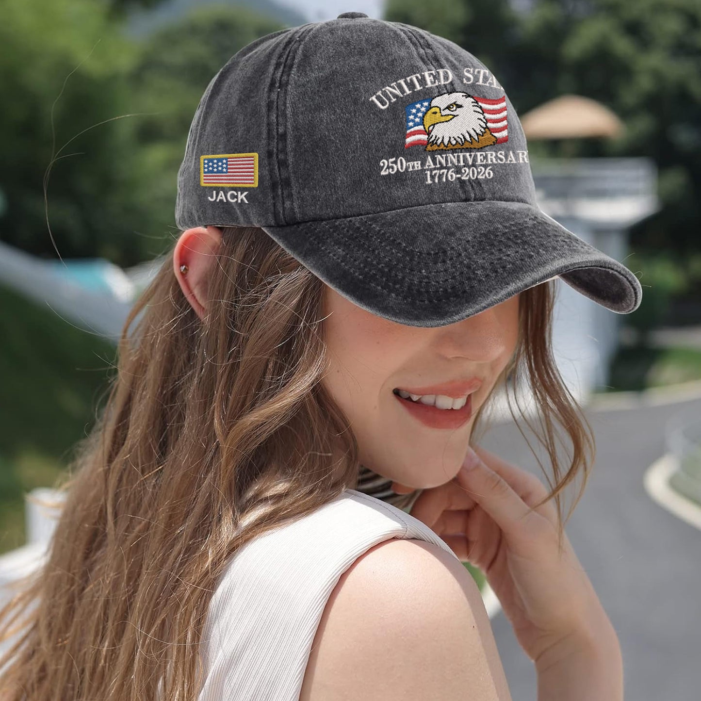 Custom Patriotic United States Embroidered Vintage Washed Baseball Cap | 250th Anniversary Hat