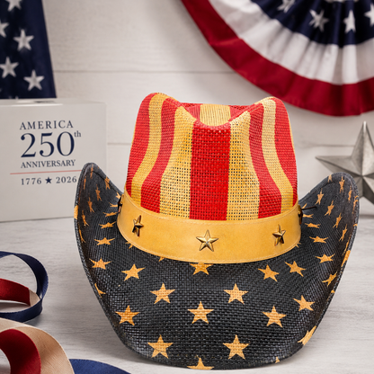 Western America Flag Vintage Cowboy Hat- USA Patriotic Fedora Hat