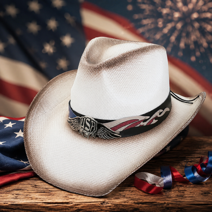 USA Wings White Style Unisex Cowboy Hat - USA 250th Anniversary Fedora Hat