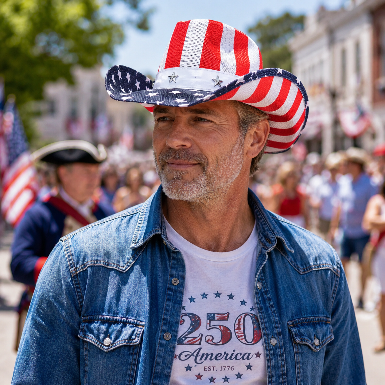 Western America Flag Vintage Cowboy Hat- USA Patriotic Fedora Hat