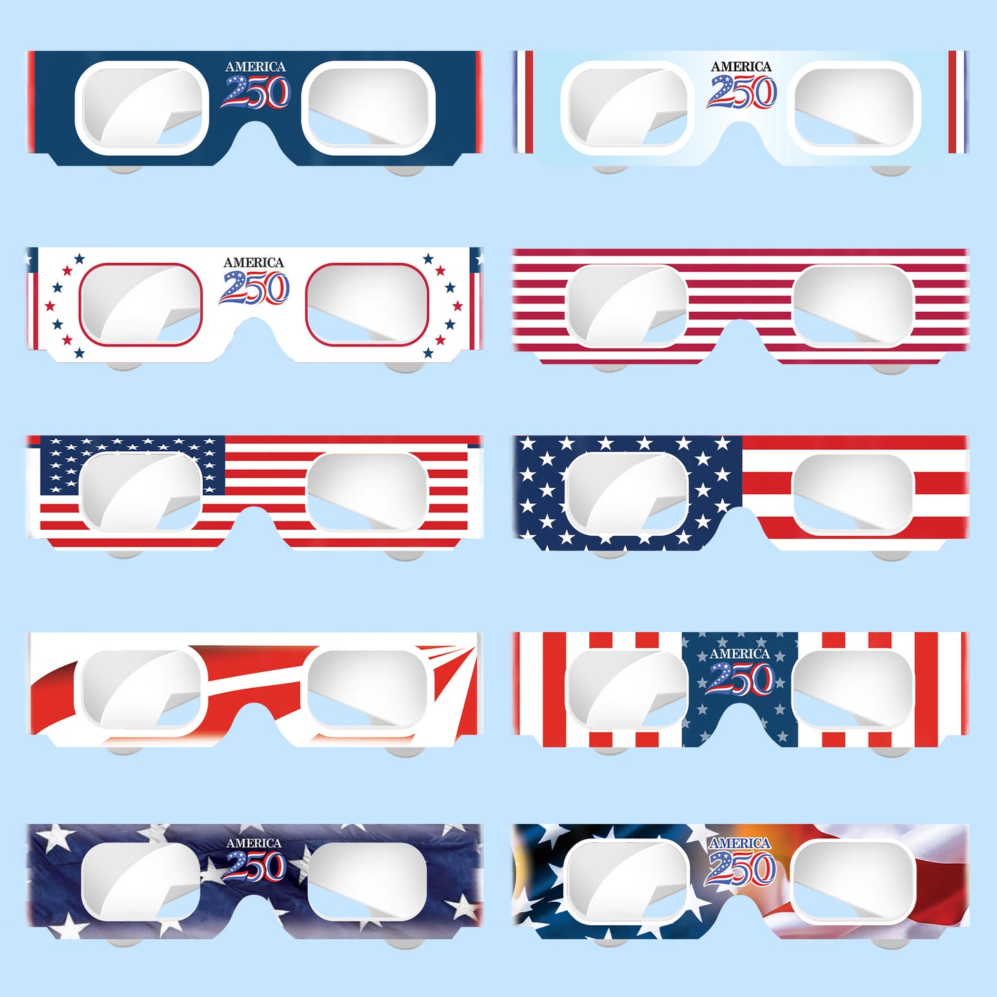 USA 250th Anniversary Patriotic Eyewear - Independence Day Paper Glasses