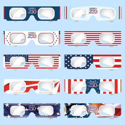 USA 250th Anniversary Patriotic Eyewear - Independence Day Paper Glasses