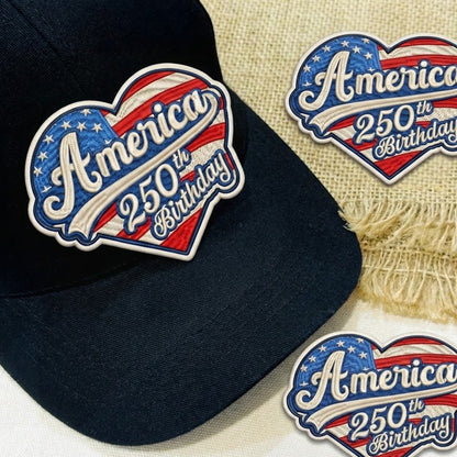 Patriotic America 250th Birthday Embroidered Patch USA Flag Heart Patch