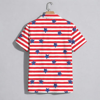Patriotic American Flag Hawaiian Shirt - Stars & Stripes Aloha Top