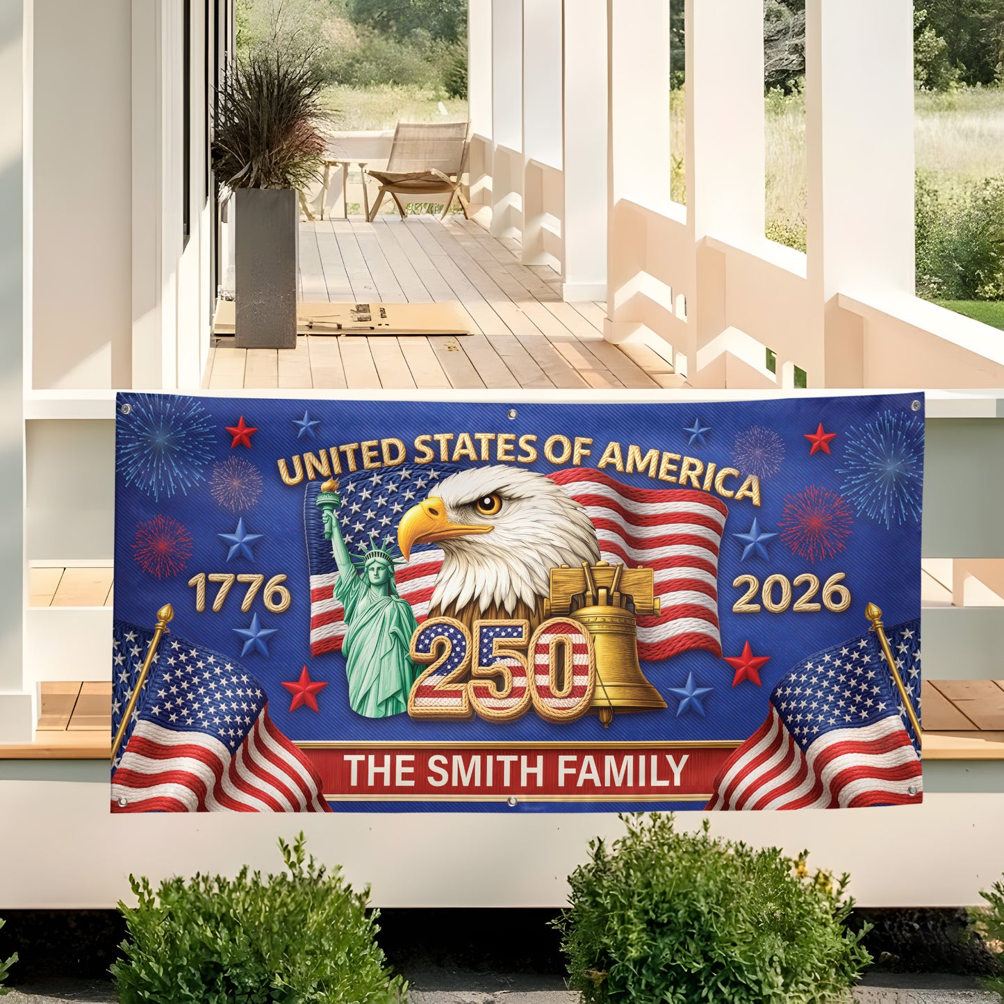 Custom Outdoor Banner – America 250th Anniversary Personalized Family Gifts