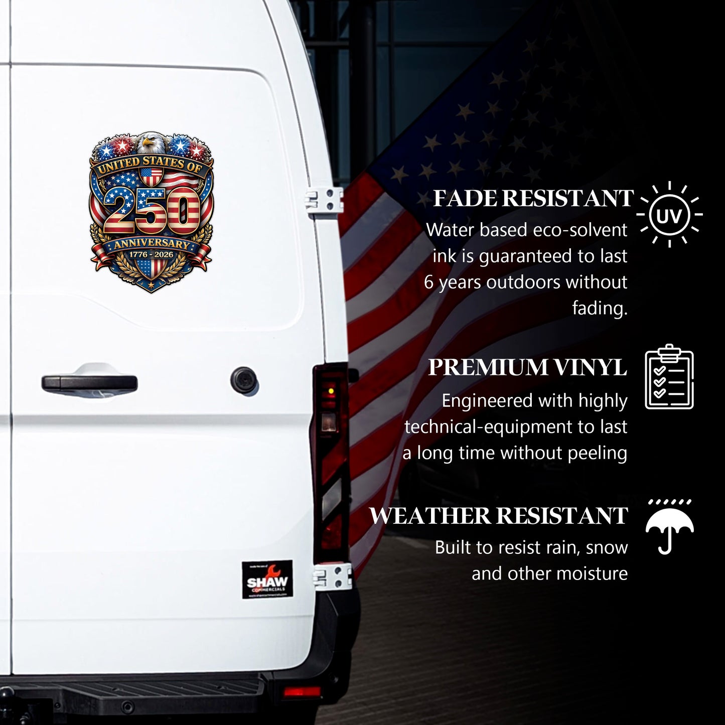 🔥 LIMITED TIME OFFER - USA 250th Anniversary Eagle High Quality UV DTF 3D Decal