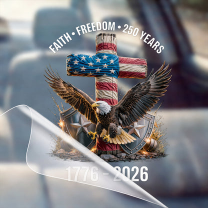 🔥 LIMITED TIME OFFER - Faith Freedom USA Eagle Cross High Quality UV DTF 3D Decal