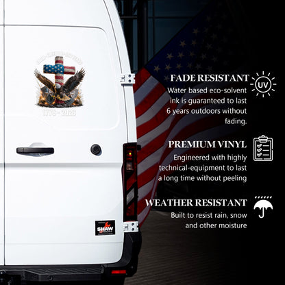 🔥 LIMITED TIME OFFER - Faith Freedom USA Eagle Cross High Quality UV DTF 3D Decal