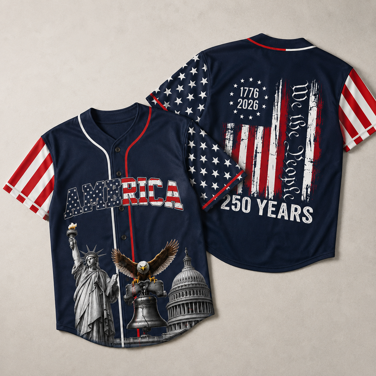 We The People America 250 Years - USA 250th Anniversary Baseball Jersey