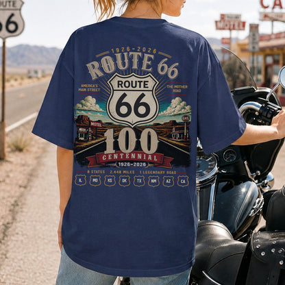[Two Side] Route 66 Centennial 8 States 2448 Miles Unisex T-Shirt 1926-2026