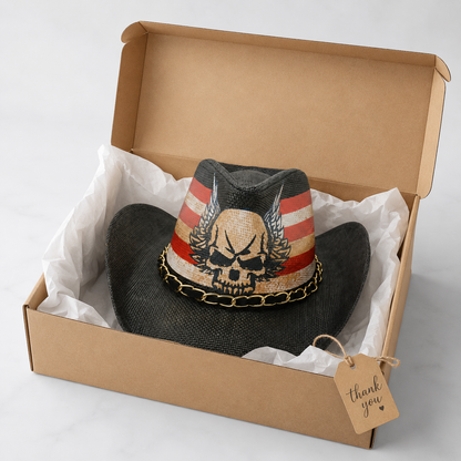 Skull Wing Western Style Unisex Cowboy Hat - USA 250th Anniversary Fedora Hat