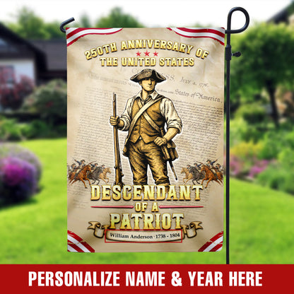 Personalized 250th Anniversary Flag – Descendant of a Patriot, USA 1776-2026