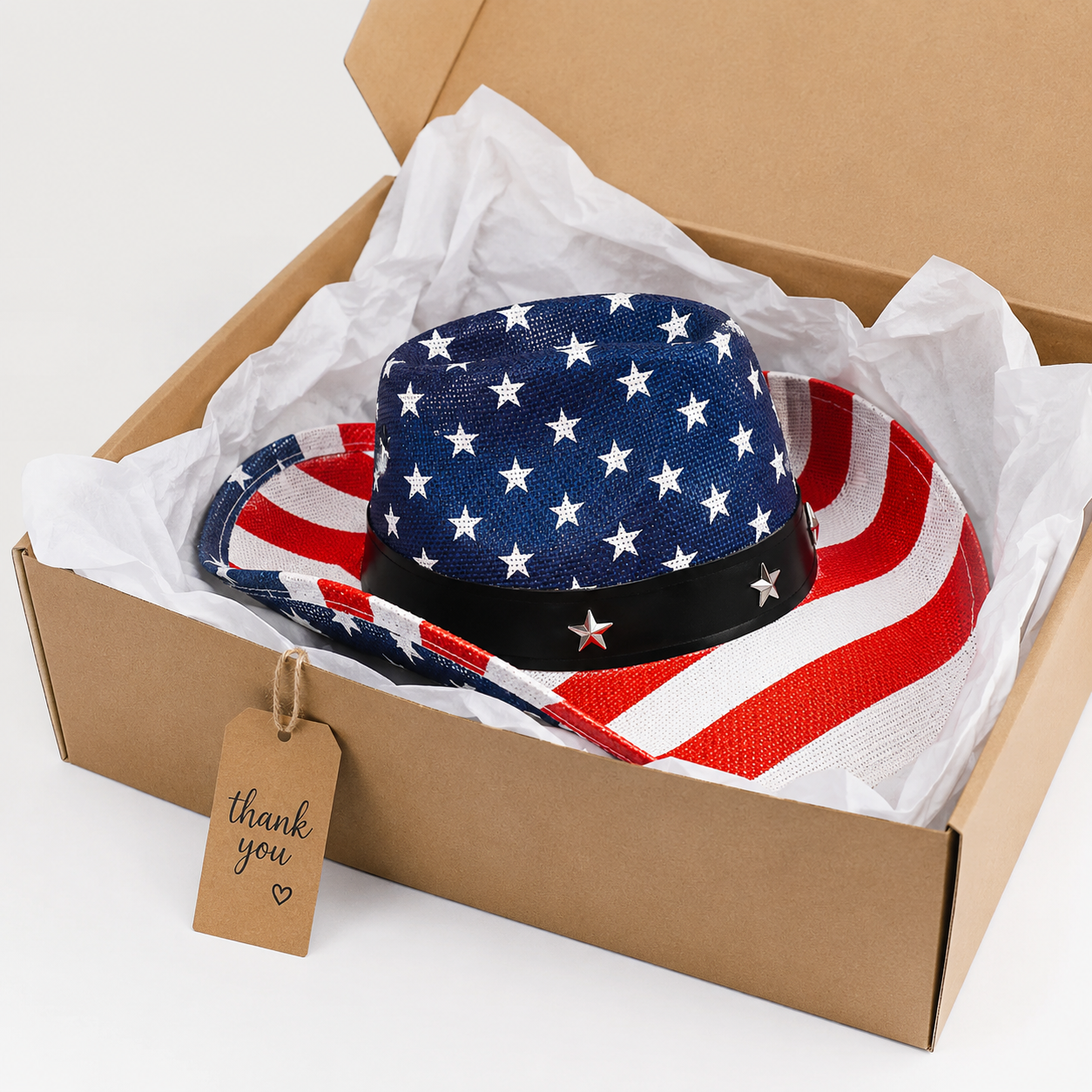 Western America Flag Stars & Stripes Cowboy Hat- USA Patriotic Fedora Hat