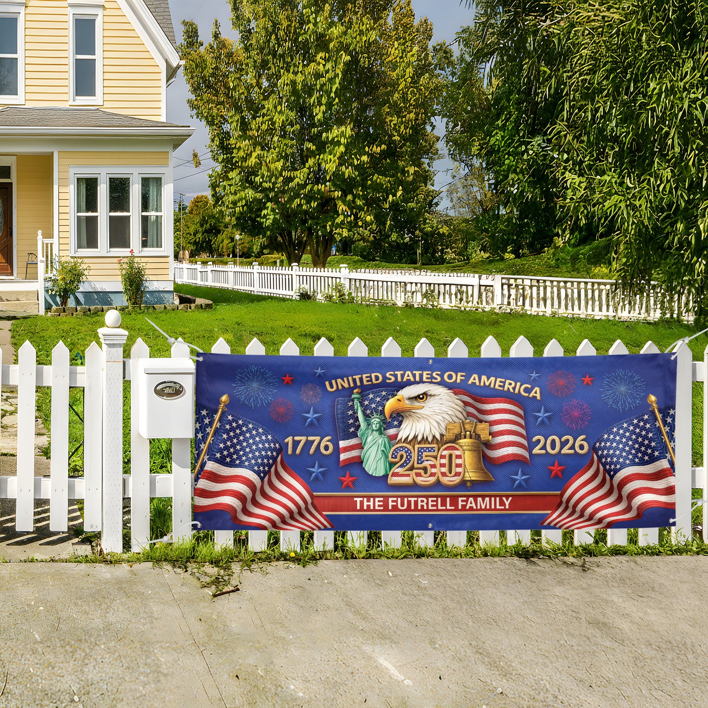 Custom Outdoor Banner – America 250th Anniversary Personalized Family Gifts