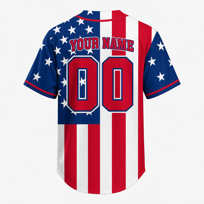 Custom Name American Flag Baseball Jersey - Personalized USA Shirt